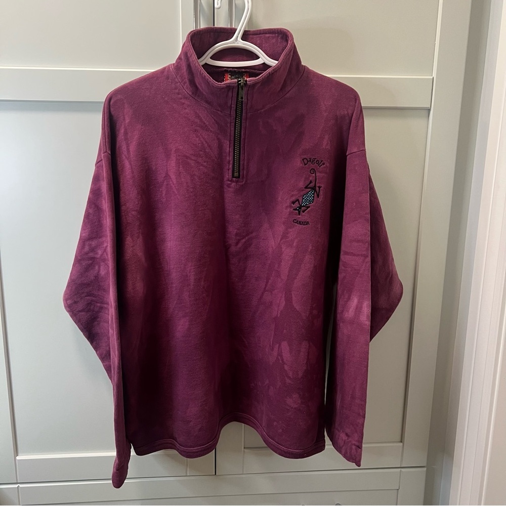 DAGOLI CANADA Quarter-Zip 100% Cotton Tie Dye Pullover Sweatshirt Size Medium